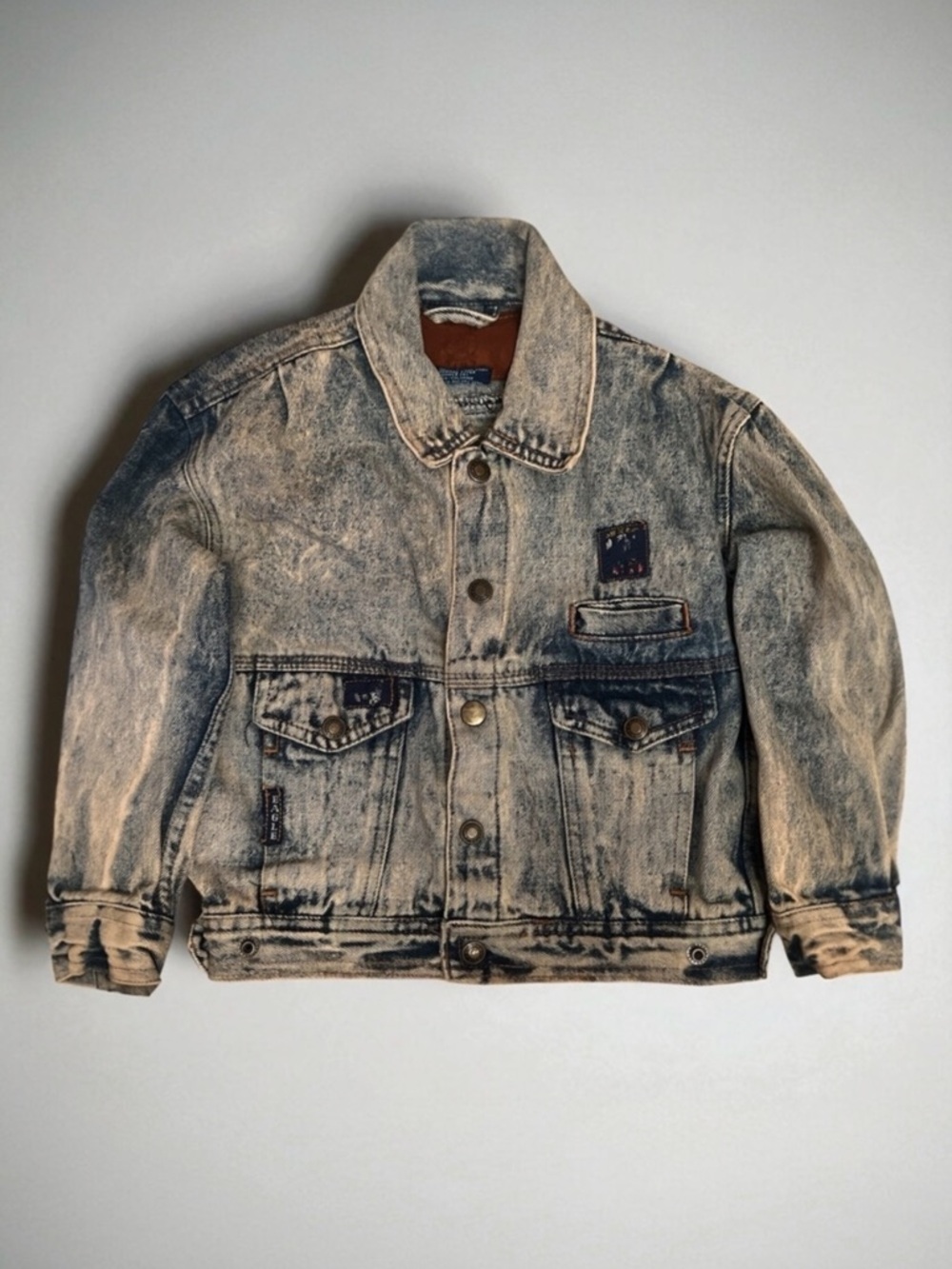 Vintage 90s American Eagle Electric Kids Acid Wash Denim Jacket Boys 4